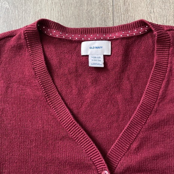 Old Navy Maroon Cardigan. Size: L 10-12 - Picture 2 of 5